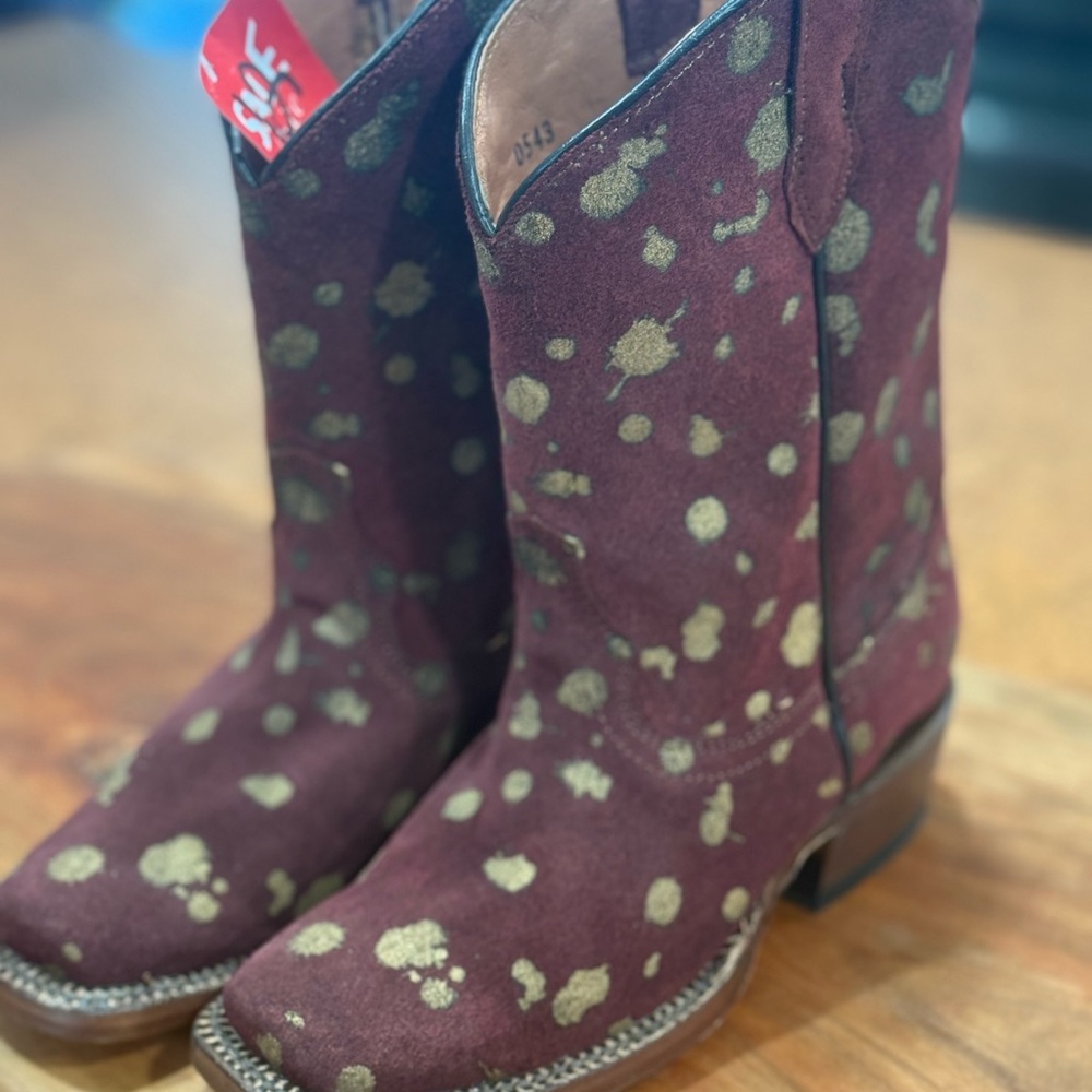 Kids Suede Boots with Gold Accents